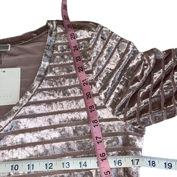 Womens Mauve Striped Velvet Long Sleeve Top Size M - Picture 6 of 6